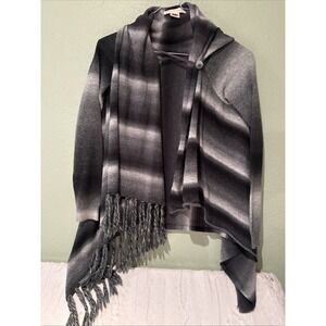 Lovestitch Open Front Cardigan Black Ombre Striped S Boho Hippie,Festival,Artsy